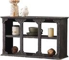 SOFE Distressed Black Floating Shelf with Carved Accents, 3-Tier Wall Shelving Unit, 24 Inch Long Farmhouse Decorative Wooden