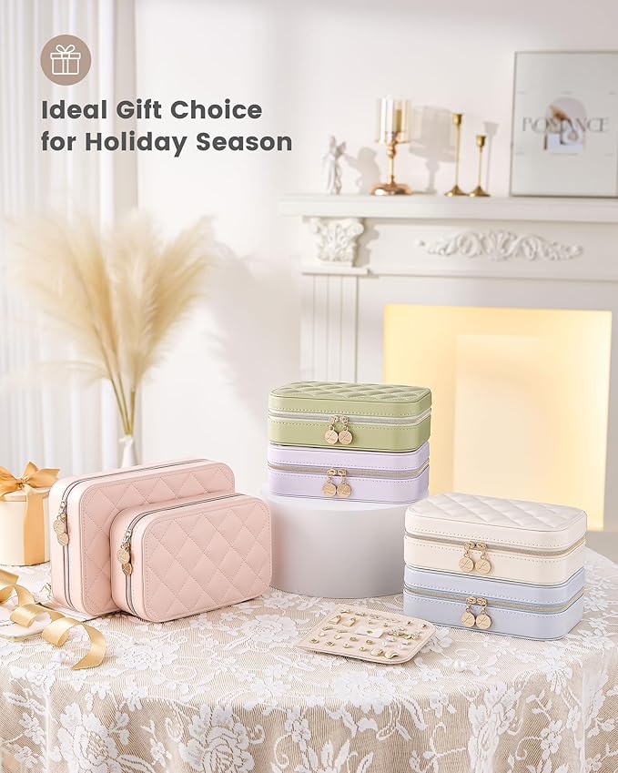 Lolalet Travel Jewelry Case for Women Girls, Travel Jewelry Organizer with Clear Storage Bag Small Portable Jewelry Box for N