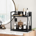 Giikin Kitchen Countertop Organizer, 2 Tier Coffee Bar Organizer, Black Spice Rack for Counter, Kitchen Counter Shelves, Part