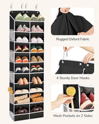 ULG Over The Door Shoe Organizer for Closet Fit 24-32 Pairs with Large Deep Pockets, Narrow Shoe Rack for Door Hanging Boots 
