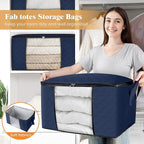 Fab totes Storage Bags,Clothes Blanket Storage Bins Foldable Closet Organizers with Reinforced Handle for Home Dorm Storage a