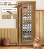 MISSLO 12 Tier Over the Door Shoe Organizer Breathable Mesh Hanging Shoe Rack for Closet Storage Shoe Holder for Door Fit 24 