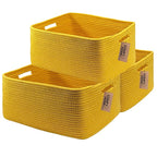 COMFY-HOMI 3 pcs Large Storage Baskets for Shelves, Laundry Basket, Woven Rope Basket, Closet Organizer Bins for Clothes Blan