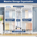 Ulif E12C Heavy Duty Closet Organizer System，Freestanding Clothing Rack, Adjustable Garment Rack 57.1" W x 16" D x 76.5" H Ho