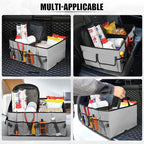 UYYE Auto Collapsible Trunk Organizer, 3 Large Compartments and 6 Pockets Durable for Cargo Storage, Easy to Storage Tools With