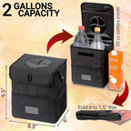 Creathing Car Trash Can [Touring Edition] - Removable Liner - 100% Leakproof, Odor Control Lid, Hanging Garbage Bin for SUV, Truck, Car (2 Gal, Black)