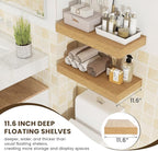 Deep Floating Shelves | 24 Inch Oak Floating Shelves Set of 2 | 12 Inch Deep Rustic Wood Shelves for Wall | 24" W x 12" D Oak