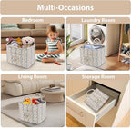 Storage Basket Boho Fabric Large Collapsible Floral Laundry Nursery Hamper Portable Folding Storage for Clothes Toys (Vine-Bl