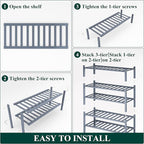 Smiry Shoe Rack, 5 Tier Bamboo Shoe Organizer, Stackable Free Standing Wooden Shoe Storage Shelf for Closet, Entryway, Front 