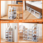 5 Tiers Shoe Rack Organizer for Closet Shoe Holder Storage Narrow Plastic Vertical, Free Standing Shoe Rack Shelf for Entrywa