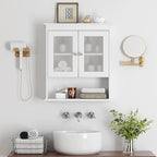 Spirich Bathroom Cabinet Wall Mounted, Medicine Cabinet Organizer with Glass Doors and Adjustable Shelves, Bathroom Wall Cabi