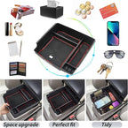 SKTU Compatible with 2022-2025 2026 Kia Carnival Center Console Organizer 2024 2025 2026 Carnival Accessories Insert ABS Materials Tray 2022-2026 Carnival Console Tray with Coin and USB Hole (Red)