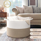 INDRESSME 115L Extra Large Blanket Basket, Soft Cotton Rope Storage Baskets for Organizing Living Room Décor Toy Storage for 