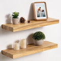 fuqing Floating Shelves for Wall, 20 inch Rustic Solid Elm Wood Floating Shelves, Wooden Wall Shelves with Invisible Heavy Du