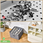 INSTY 2 Pack Shoe Organizer for Closet,Fits up to 32 Pairs,Adjustable Dividers for Shoe Storage,Fabric Shoe Storage Bins with