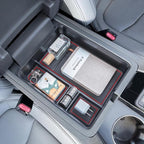 PIMCAR Center Console Organizer for 2023-2026 Honda Pilot, 2024-2026 Honda Ridgeline/Passport Upgrade Design Tray Accessories Interior Armrest Box Divider ABS Plastic Material-Red Trim