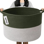 115L Large Blanket Basket,23.6" L x 23.6" W x 15.7" H Rope Woven Baskets with Handles, Toys Storage Bins,Laundry Basket Perfe