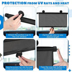 Blosssound 2 Pack Car Side Window Sun Shades Extra Wide Retractable Window Shades for Car Blocks Heat Roller Sunshade Visor for UV Rays Glare Protection Accessories (22 × 24 Inch)