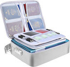 BALEINE Fireproof Document Box with Lock, Portable Fireproof Document Bag Waterproof Fire Proof File Boxes for Documents, Fil