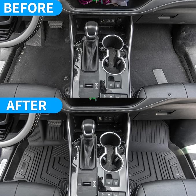 Bomely Floor Mats Compatible with 2020-2026 Toyota Highlander 3 Row Liner TPE All Weather 2025 7 Seats Highlander Accessories (2020-2026,Floor Mats)