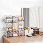 Yieach 8 Pack Small Clear Stackable Storage Drawers,2.2'' Tall Desk Organization and Storage,Plastic Office Supply Organizer,