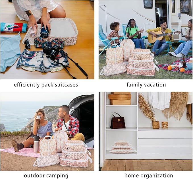 6 Pcs Compression Packing Cubes, Packing Cubes for Travel, Waterproof Luggage Organizer Bags Set, Cute Packaging Cubes for Wo