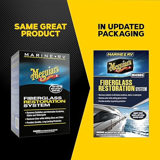 Meguiar’s Marine/RV Fiberglass Restoration System, M4965, 3-Piece Fiberglass Repair Kit with Oxidation Remover, High-Gloss Boat Polish and Wax, Christmas Gift Ideas for Car Dads