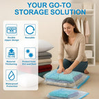 Vacuum Seal Bags for Clothing Travel, 12 Pack Vacuum Storage Bags for Clothes with Portable Electric Pump, Space Saver Bags f