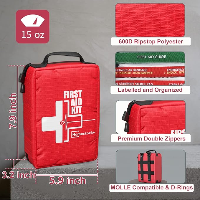 Compact First Aid Kit for Emergency - Basic Emergency Kit for Dorm,Hiking, Backpacking, Camping, Traveling, and Cycling -Smal
