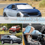 3PCS Car Window Shades Front Windshield Sun Shade Foldable Window Shade Custom Fit for 2016-2021 Honda Civic Accessories Car Shades for Front Windows Anti-UV Rays Block Heat
