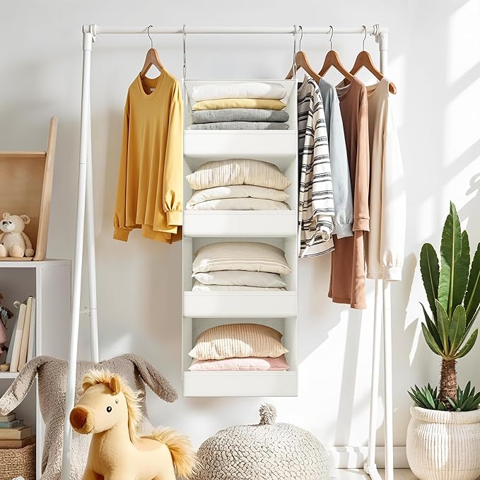 GRANNY SAYS 4-Shelf Hanging Organizer, Closet Hanging Shelves, Closet Hanging Storage Organizers, Organization for Bedroom, L