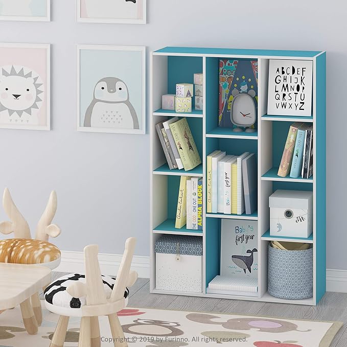 Furinno LUDER Book Shelf, 11-Cube Bookshelf, Reversible Bookcase, 9.4 x 29.1 x 41.7, Easy Assembly, for Living Room, Bedroom,