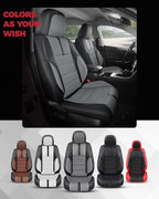 FREESOO Black Gray Front Car Seat Covers - Faux Nappa Leather Seat Covers for Cars, with Carbon Fiber Texture Seatbelt Pads, 
