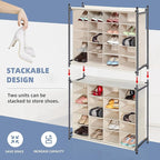 STORAGE MANIAC Stackable Shoe Cubby Organizer, Free Standing Shoe Cube Rack for Entryway, Bedroom, Apartment, Closet, 20-Cube