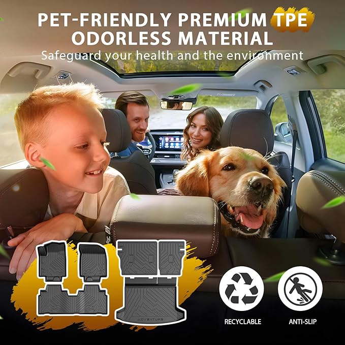 Powerty Floor Mat for Honda Prologue & Chevrolet Blazer EV 2024 2025 2026, All Weather TPE Custom Trunk Cargo Mat Liner with Backrest Mat Replacement for Honda Prologue Accessories