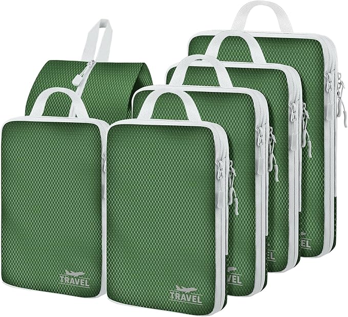 6 Set Compression Packing Cubes, Suitcase Organizer, Lightweight Travel Essentials, Compression Bags For Travel Accessories L