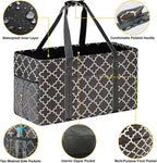 GhvyenntteS Extra Large Utility Tote Bag - Stand Up Utility Tote with Metal Wire Frame & Hard Bottom Board, Reusable Grocery Bags With Handles for Storage, Picnics, Beach, Pool, Laundry, Car, Camping