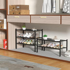ROMGUAR CRAFT 3 Tier Bamboo Shoe Rack for Closet Free Standing Wood Shoe Shelf Storage Organizer for Entryway Small Space Sta