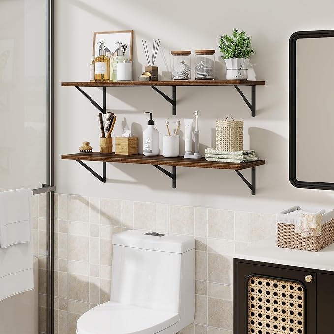 Floating Shelves for Wall,40" Wall Mounted Shelves Set of 2,Long Wood Floating Shelves,Hanging Wide Display & Storage Shelf w