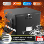 ENGPOW 5200°F Fireproof Document Box with Lock, Heat Insulated Collapsible File Storage Organizer with Handle, Portable Home 