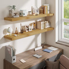 Fun Memories 55 Inch Fireplace Mantel Shelf, 10 Inch Deep Shelves for Display & Wall Storage, Rustic Wood Wall Shelf, Extra L