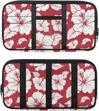 Hibiscus Flower Car Sun Visor Organizer Keep Tidy Car Visor Organizer with Big Zipper Pocket Card Holder Universal Fit for Most Cars SUV