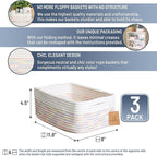 NaturalCozy 11.8"x8"x4.5” Rectangle Storage Baskets for Shelves 3 Pack | Cotton Rope Woven Small Baskets for Organizing | Sma