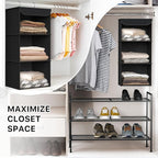Simple Houseware 3-Shelf Hanging Closet Organizer, Fabric Storage Shelves with 57L Capacity, Black