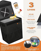 Car Trash Can with Lid, Cute Leakproof Car Trash Garbage Bag Hanging Vehicle Trash Bin Small Portable Automotive Garbage Cans Organizer for Back/Front Seat(4 Gallons,Black)
