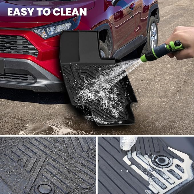 LASFIT Floor Mats & Backrest Mats & Trunk Mat for Toyota RAV4 2019-2025 (Only Fit Hybrid) All Weather TPE Custom Fit Floor Liners Car Mats Full Set Accessories, Lifespan 5 Years+, Black