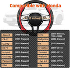 NBTEPEM Customized Auto Car Steering Wheel Cover for Honda Accord, Civic, CR-V, HR-V, Pilot, Microfiber Leather Sport Steerin