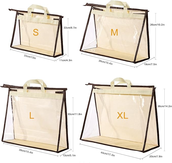 CINPIUK Clear Handbag Storage Bags Purse Organizer for Closet, Zipper Hanging Storage Bag for Handbags, XL, 2PCS