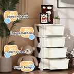 Qaba 4 Tier Kids Storage Unit, Toy Organizers and Storage with 4 Drawer Chest for Kids Bedroom Nursery Kindergarten Living Ro