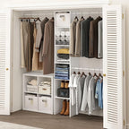 Furinno FANO Closet Organizers and Storage, Closet Storage Organizer with 3 Hanging Bars, Wardrobe Closet Shelf Towers, for W
